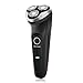 BROADCARE Rechargeable Waterproof Electric Shaver Men's 360 Rotary Cordless Electric Shaving Razors with 3 Floating Heads - Black