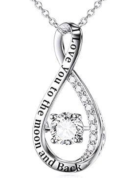 Sterling Silber Infinity Anhänger Halskette Zirkonia Unendlichkeit Halskette mit Rolo Kette 18