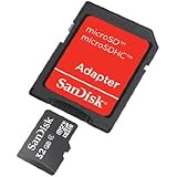 SanDisk microSDHC 32GB Class 4 Speicherkarte (inkl. microSD zu SD Adapter)