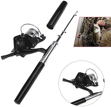 Mini Aluminum Pocket Pen Fishing Rod Pole Reel Golden Rotate Speed Ratio 5.11 Fishing reel Golden Fibre glas