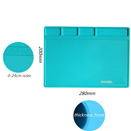 PHIMIITA Silikonmatte Lötmatte hitzebeständig Matte Lötplatte 500℃ 11 X7.9 Zoll Solder Mat für Schweißen Elektronik Reparatur - 5