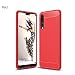 Produktbild MuSheng For Huawei P20 Pro Hülle,Luxus Kohlefaser Gebürstet Robustes Gehäuse Schlank Soft Rubber Komplett Glatt Hülle Case Für Huawei P20 Pro (Rot)