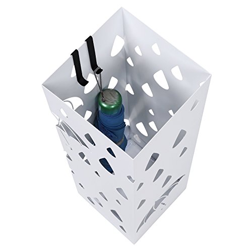 Songmics Schirmständer Regenschirmständer metall Wasserauffangschale und Haken werden verschenkt 49 cm weiß LUC49W - 5