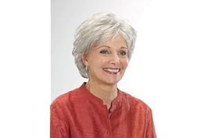 EMMOR Perruques courtes en cheveux humains blancs argentés pour femmes avec mélange de fibre saine de mémoire Pixie coupe bouclée perruque avec frange, cheveux naturels quotidiens (couleur 101#)