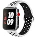 Produktbild ATUP kompatibel mit für Apple Watch Armband 38mm 40mm 42mm 44mm, Weiches Silikon Ersatzarmband Uhrenarmbänder kompatibel mit für der iWatch Serie 1/2/3/4 (02 White&Black, 38/40mm-S/M)