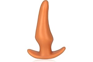 ROLUCK Plug Anal Super Suave, Silicona Líquida Butt Plug Con Base De Seguridad, Dildo Anal De Oro Dilatador Vagina Expansor Anal Masturbación Juguetes Sexuales Para Hombres Y Mujeres (L)