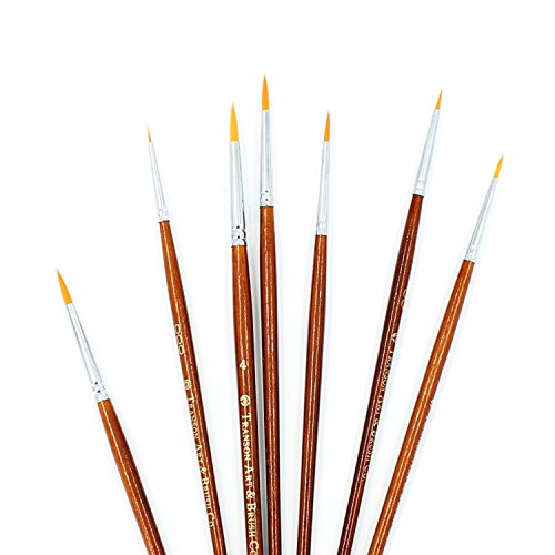 7-teilig Künstler Pinsel Fein Pinsel für Acryl Aquarell Ölgemälde, braun