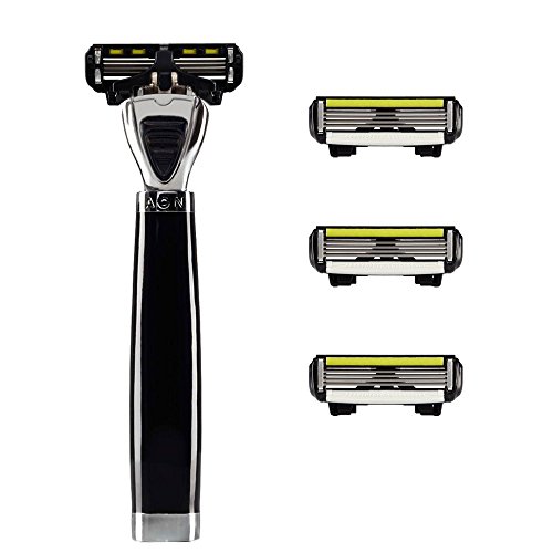 SHAVE-LAB - AON - Manual Razor with 4x Razor Blades (P.4 - 4 blades - for men, black)