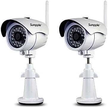 Sumpple 2X WiFi Wireless/Wired HD 1280*720P Outdoor/Indoor Internet Security Bullet Camera, Day/Night Vision, IP66 Waterproof, Snapshot, Video Record, Motion Detection, Email Alarm and Operate and View via App on iPhone, Android or PC - White