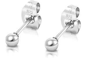 DTP Silver - Pendientes Semental de plata en forma de Esfera/Bola - Plata 925 - Diámetro 2,3,4,5,6,8, 10, 12 mm