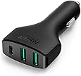Aukey Quick Charge 3.0 USB C Auto Ladeger&auml;t 49.5W 3 Anschl&uuml;sse mit einem Typ C Anschluss