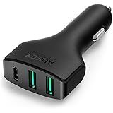 Aukey Quick Charge 3.0 USB C Auto Ladeger&auml;t 49.5W 3 Anschl&uuml;sse mit einem Typ C Anschluss
