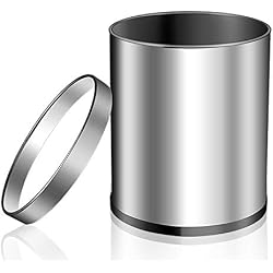 ZLFLD Poubelle en Acier Inoxydable avec Corbeille à Anneau avec Anneau De Pression pour Poubelle De Cuisine De Bureau silver-13L