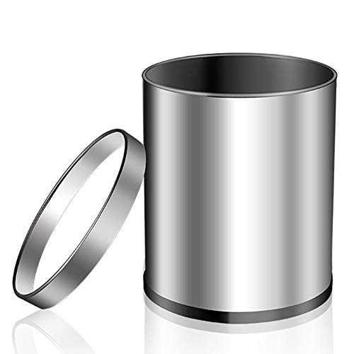 ZLFLD Poubelle en Acier Inoxydable avec Corbeille à Anneau avec Anneau De Pression pour Poubelle De Cuisine De Bureau silver-13L