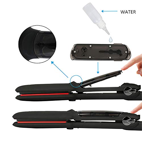 Infrared Steam Hair Straightener Wide Plate  Professional Salon Flat Iron Ceramic Hair Straighteners With Digital LCD Display  Dual Voltage Fast Heat With Heat Insulation Protection Glove Black