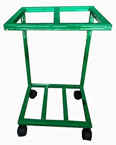 RAJ CHAIR iT(1) Single Inverter-Battery Trolly Stand in1inch Pipe (Movable Trolly) with Height25inch (Trolly Suitable for All Type Inverter-Batteries) in Wheel (Black)