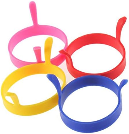 Fried egg pancake molds,GOODCULLER 4Pcs Silicone Round Egg Rings Pancake Mold Ring W Handles Nonstick Fried Frying