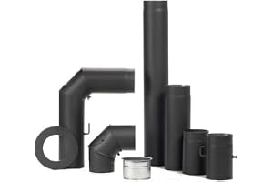 Firefix R150/set ugnsrörset av 2 mm tjockt stål (vinkelrörssats) i 150 mm diameter, för kaminer och eldplatser, 3 delar, svar