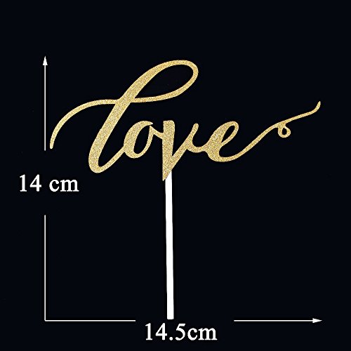 Love Tortenverzierung Gold/Silber Hochzeit Verlobung Jahrestag Party SWIRLY / GOLD - 3