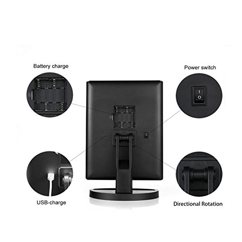 LED Make up Spiegel, Frideko 16 LEDs beleuchtete dreiseitig faltbarer Kosmetikspiegel mit abnehmbare 10x Vergrößerungsspiegel, Touch Schalter, Hinterbauständer, Batteriebetrieb für Badezimmer Schlafzimmer Reise Ankleideraum - 4