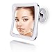 Sanheshun 7X Magnifying Lighted Travel Makeup Mirror, Touch Activated, Locking Suction Mount, Battery Operated, Square
