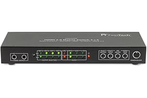 FeinTech VMS02400 Commutateur matriciel HDMI 2.0, répartiteur, 2 entrées, 4 sorties, extracteur audio, 4K, 60 Hz, HDR