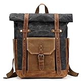 Happyplus1 Frauen Herren Retro Freizeit Business Aktentasche 15,6'Laptop Rucksack Tragbare Große Rucksack Reise Schulter Handtasche (Farbe : Schwarz)