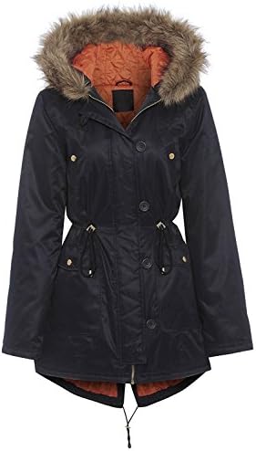 Ladies Water Repellent Padded Cotton Parka Jacket Coat With Fixed Hood