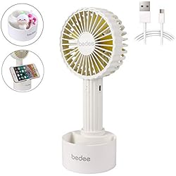 bedee Mini Ventilateur Portable, USB Rechargeable, 3 Vitesse Réglable, Petit, Léger, Li-ION 1200 mAh, Ventilateur à Main Silencieux Détachable Idéal pour Table PC Chambre Bureau De Plein Air Voyage