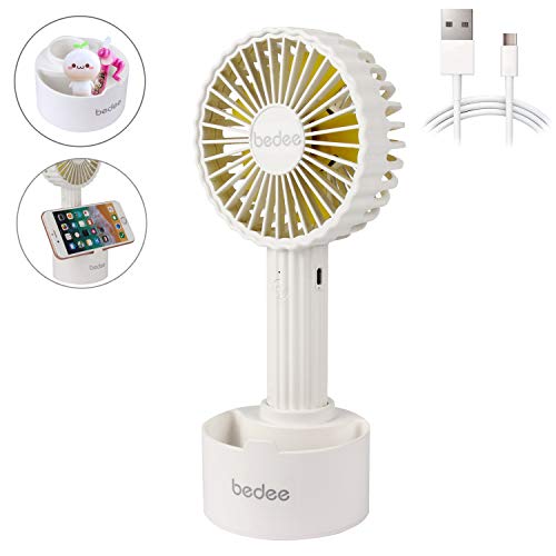 bedee Mini Ventilateur Portable, USB Rechargeable, 3 Vitesse Réglable, Petit, Léger, Li-ION 1200 mAh, Ventilateur à Main Silencieux Détachable Idéal pour Table PC Chambre Bureau De Plein Air Voyage