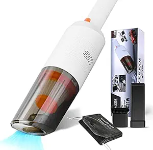 Car Vacuum -OZOY Powerful Portable & High Power 120w 12v Car Handheld Vacuum Cleaner for Car and Home Wet and Dry Car Vacuum Cleaner Car Copper Power Feature Material Car Cleaning New Model. (White)