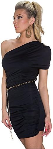 COSIVIA Womens Sexy Cut-out One-shoulder Plicated Backless Bodycon Party Mini Dress (Black)