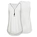 Produktbild OSYARD Damen Lose Chiffon ärmellose Tank Top V-Ausschnitt Reißverschluss Hem Scoop T-Shirts Tops(EU 40/M, Weiß)