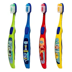 Buddsbuddy BPA Free Aqua Animals Cartoon Kids Soft Bristles Tooth Brush 3Yrs+ Multicolor (Multicolor, Pack of 4)