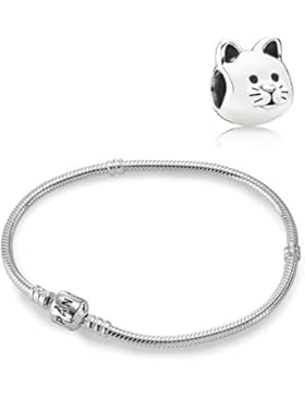 Original Pandora Geschenkset Starterset Armband 590702HV-20 + Charm 791706 Neugieriges Kätzchen