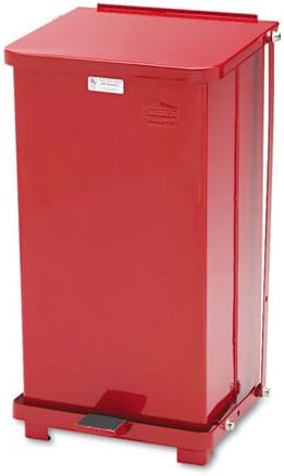 Defenders Biohazard Step Can, Square, Steel, 12 gal, Red by RCP (Catalog Category: Office Maintenance, Janitorial & Lunchroom / Waste Containers)