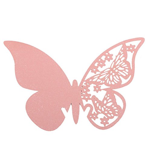 WINOMO Hochzeit Tisch Papier Karte Escort Name Karte Weinglas Tischkarte für Hochzeits- und Party 50PCS (rosa) - 2