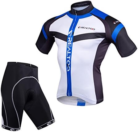 REALTOO Mens Short Sleeve Cycling Jersey Kit Suits Bike Clothing Cycling Shorts With Gel Padded