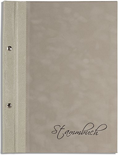 A4 Stammbuch der Familie -Koza-, feinstes Ornamentleder und Velours, Creme, Beige, Grau, Familienstammbuch, Stammbücher, incl. Folien, Din A4