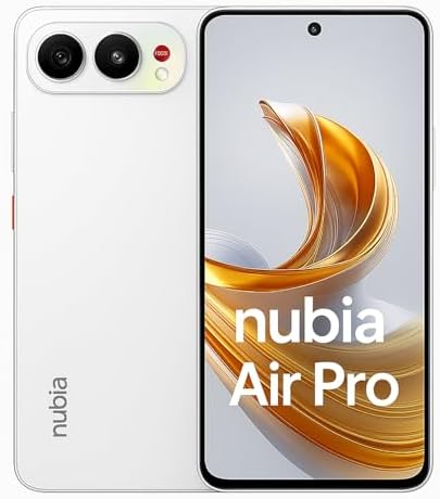 nubia Air Pro Smartphone 5G ultrasottile, 6,77’’ AMOLED 120Hz, MediaTek Dimensity 7100, RAM 20GB, 512GB, Fotocamera 108MP, Batteria 5000mAh, Android 16, Aero White