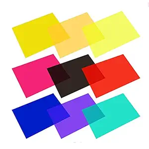 9pcs Transparent Lighting Color Correction Gel Sheets Filters Set for Flash Light Speedlite, Size 28 * 21cm(Red/Blue/Green/Yellow/Purple/Orange/Pink/Grey/Fluorescent Yellow)