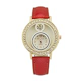 IG Invictus Luxus Damen Metall Quartz Lether Gürtel Zifferblatt mit Diamant Damenuhren Ruijiu mit Diamant beiläufiger Uhr ZYBFLS 48 MIT Drill lässig auf rot