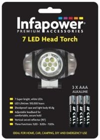 Infapower F012 7 LED Head Torch, Multi-Color