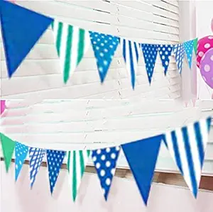 AMFIN Party Bunting Flags Banner for Kids Room, Play School Decoration, Birthday Party, Baby Shower - Blue