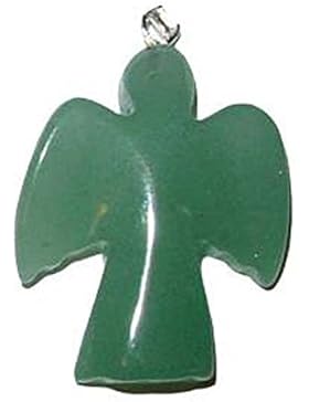 Aventurin Engel Anhänger Schutzengel flacher Engel- Anhänger silberfarbene Öse ca. 25x20x3 mm.(2070)