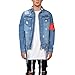 Produktbild Supertong Herren Jacke Jeansjacke Denim Übergangsjacke Mode Loch Jeansmantel Frühling Herbst Dünn Slim Fit Basic Kurzer Mantel Männer Bomberjacke Vintage Einfarbig Revers Jeans Fliegerjacke mit Gürtel