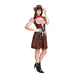 Kostümplanet® Cowgirl Kostüm + extra Halstuch Cowgirlkostüm Damen Cowboy Kostüm Größe 48/50