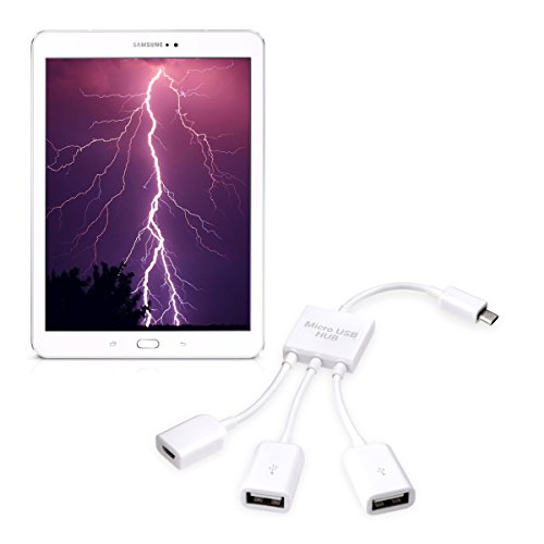 kwmobile 3in1 Micro USB OTG Hub Adapter für Samsung Galaxy Tab S2 9.7 T810N/T813N/T815N/T819N - Mikro USB Verteiler in Weiß