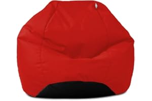 rucomfy Beanbags Kids Classic Bean Bag Chair with Filling - Wipe Clean Water-Resistant Comfortable Outdoor Garden Seat for Kids - 60 x 65 x 65cm (Red)