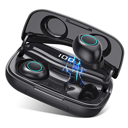 Auriculares Bluetooth, VOOE Auriculares Inalámbricos Bluetooth 5.0 Auriculares Deportivos IPX7 Impermeable con 3500mAh Caja de Carga, Reducción de Ruido CVC 8.0 y 120H Reproducción para iOS y Android